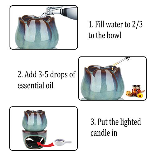 ComSaf Wax Melt Burners Essential Oil Burner Set of 2, Aromatherapy Aroma Burner Ceramic Oil Diffuser Candle Tealight Holder Home Bedroom Decor Christmas Housewarming Gift