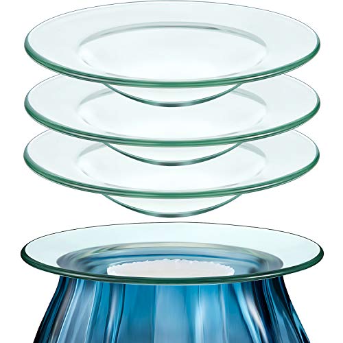 Replacement Oil Warmer Dish Round Glass Dish Wax Melt Candle Warmer Bowl Plate Lid Tray for Aroma Therapy Lamp Electric Lamps Oil and Tart Warmers (4 Pieces,4.5 Inches)
