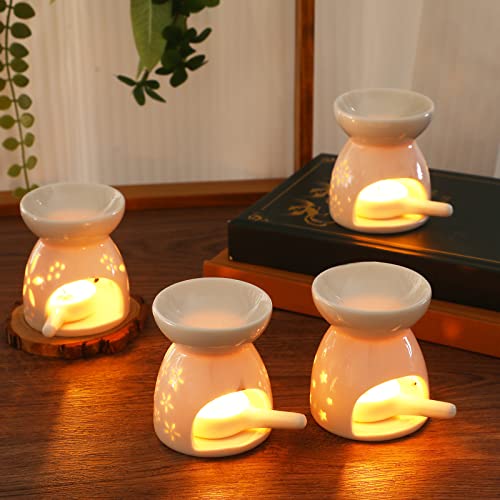 Yaomiao 12 Pieces Essential Oil Burner Ceramic Wax Warmer Burners Ceramic Oil Diffuser Candle Tealight Holder Aromatherapy Candle Holder for Home Bedroom Decoration Christmas Housewarming Gift