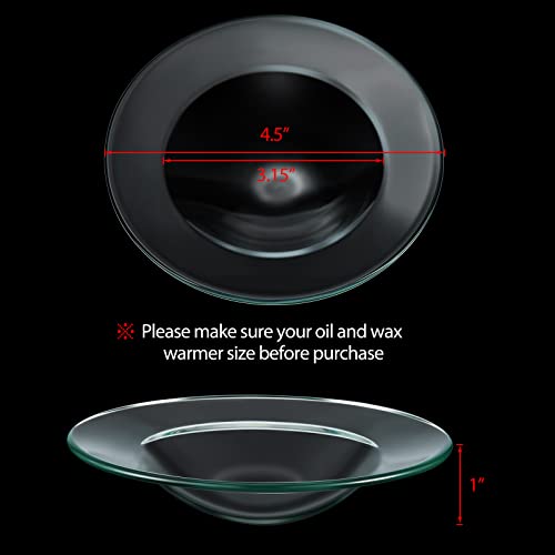 Replacement Oil Warmer Dish Round Glass Dish Wax Melt Candle Warmer Bowl Plate Lid Tray for Aroma Therapy Lamp Electric Lamps Oil and Tart Warmers (4 Pieces,4.5 Inches)