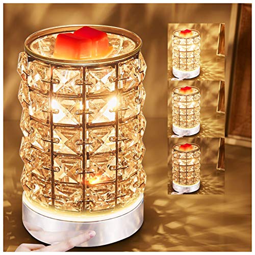 HEKALU Crystal Touch Electric Wax Melt Warmer with Dimmable Fragrance Candle Melter Warmer for Warming Scented Candle Oil Burner- Spa,Aromatherapy (Transparent Crystal)