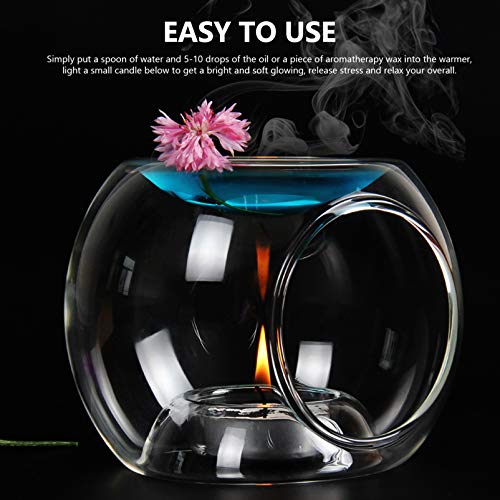 Uonlytech Clear Glass Tealight Holder Essential Oil Burner Wax Candle Tart Burner Warmer Diffuser Aroma Candle Warmers Decoration