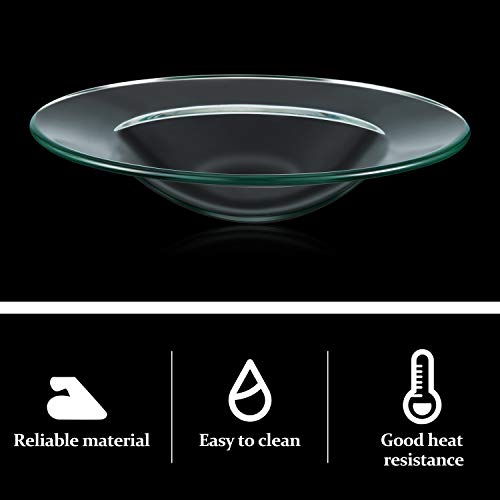 Replacement Oil Warmer Dish Round Glass Dish Wax Melt Candle Warmer Bowl Plate Lid Tray for Aroma Therapy Lamp Electric Lamps Oil and Tart Warmers (4 Pieces,4.5 Inches)