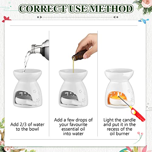 Yaomiao 12 Pieces Essential Oil Burner Ceramic Wax Warmer Burners Ceramic Oil Diffuser Candle Tealight Holder Aromatherapy Candle Holder for Home Bedroom Decoration Christmas Housewarming Gift