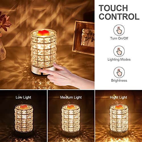 HEKALU Crystal Touch Electric Wax Melt Warmer with Dimmable Fragrance Candle Melter Warmer for Warming Scented Candle Oil Burner- Spa,Aromatherapy (Transparent Crystal)