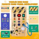 Montessori Wooden Busy Board with 8 LED Switches
