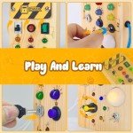 Montessori Wooden Busy Board with 8 LED Switches