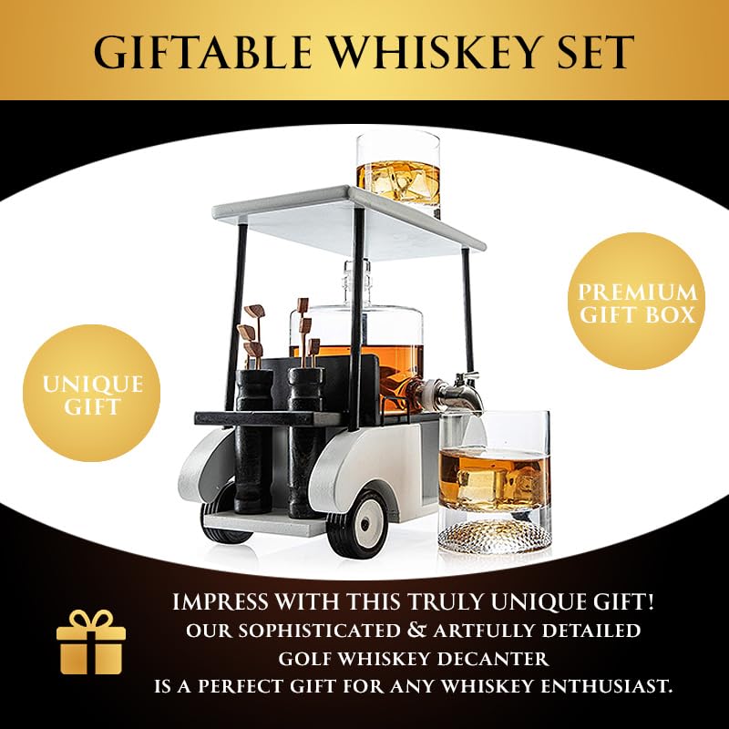 Golf-themed Whiskey Decanter and Glasses Set