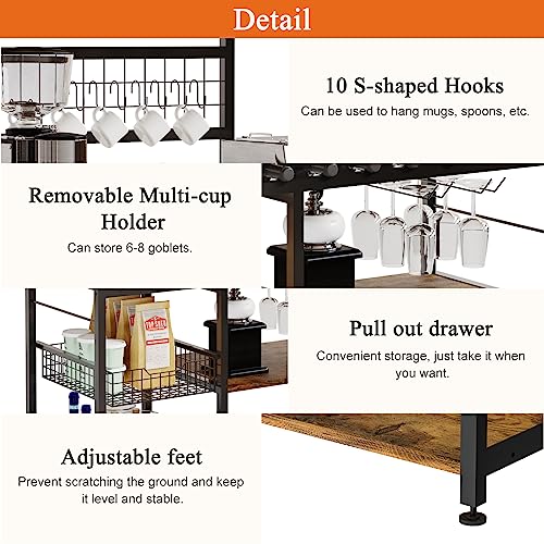 Multifunctional Wine Rack with Glasses Holder and Storage Basket