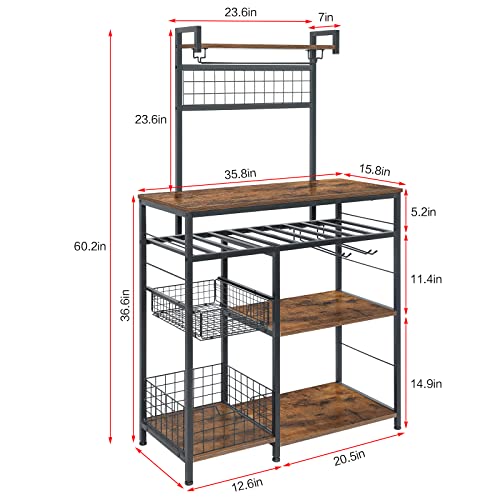 Multifunctional Wine Rack with Glasses Holder and Storage Basket
