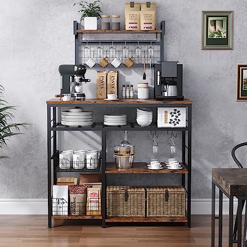 Multifunctional Wine Rack with Glasses Holder and Storage Basket