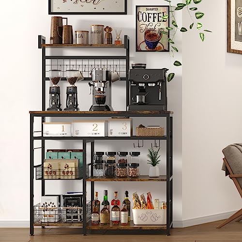 Multifunctional Wine Rack with Glasses Holder and Storage Basket
