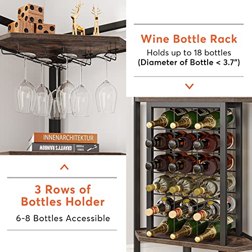 Industrial Corner Wine Rack with Glass Holder, 4 Shelves