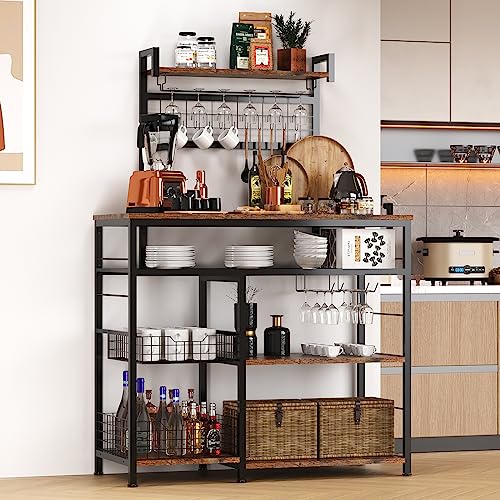 Multifunctional Wine Rack with Glasses Holder and Storage Basket