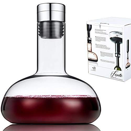 Hand-Blown Crystal Wine Decanter with Lid