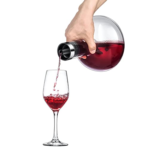 Hand-Blown Crystal Wine Decanter with Lid