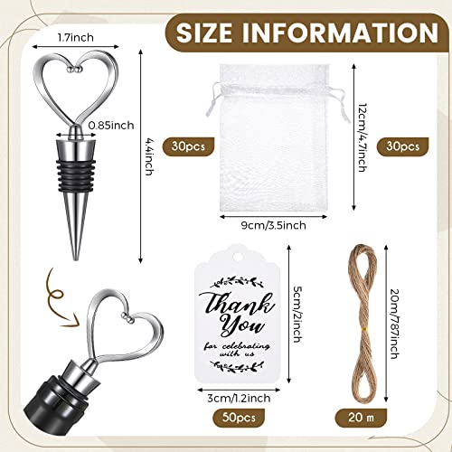 Heart-shaped Wine Stoppers with Gift Bags & Labels