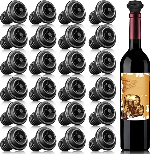 24 Piece Black Silicone Wine Saver Stoppers