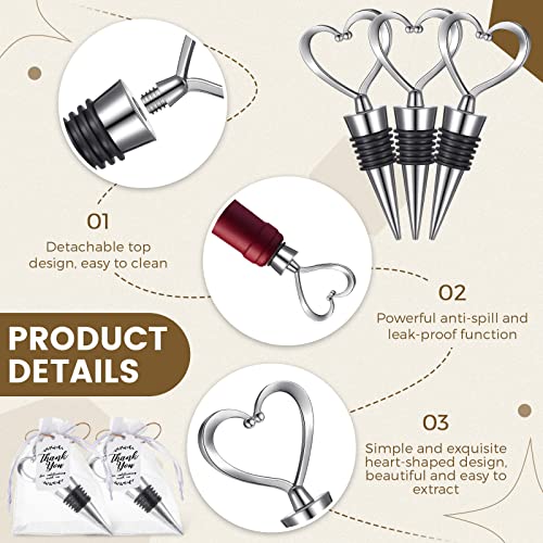 Heart-shaped Wine Stoppers with Gift Bags & Labels