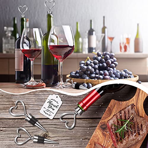 Heart-shaped Wine Stoppers with Gift Bags & Labels