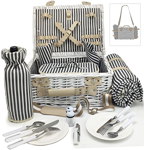 2 Person Picnic Basket with Wine Bag & Cutlery