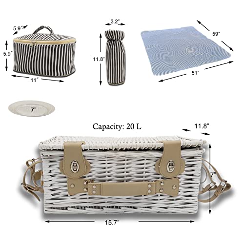 2 Person Picnic Basket with Wine Bag & Cutlery