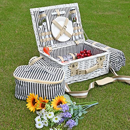 2 Person Picnic Basket with Wine Bag & Cutlery