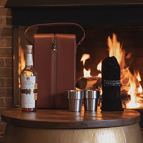 Whiskey Tote: Double Bottles & Insulated Glasses