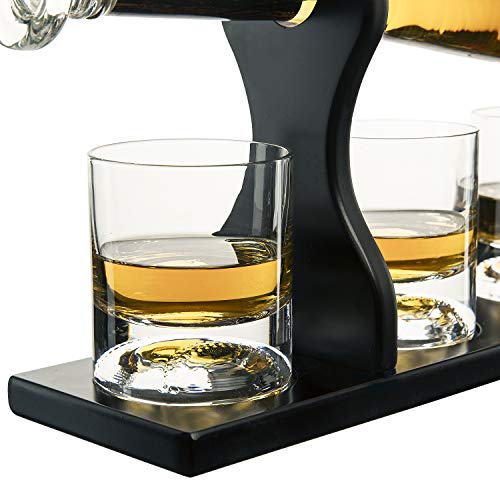 Baseball Decanter Set with 4 Glasses for Wine & Whiskey