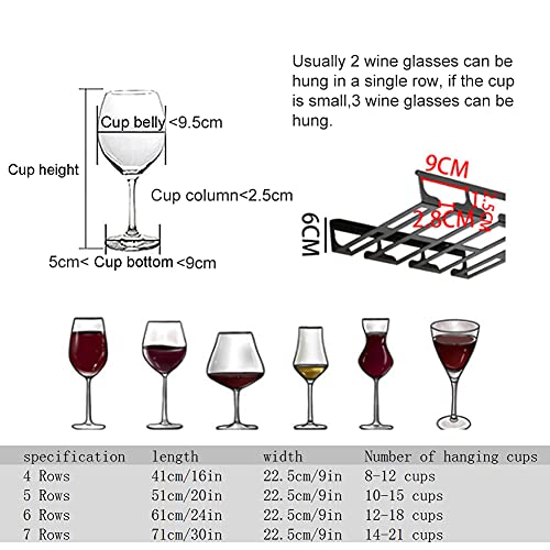 Under Cabinet Wine Glass Holder, 4 Rows, 16in/41cm
