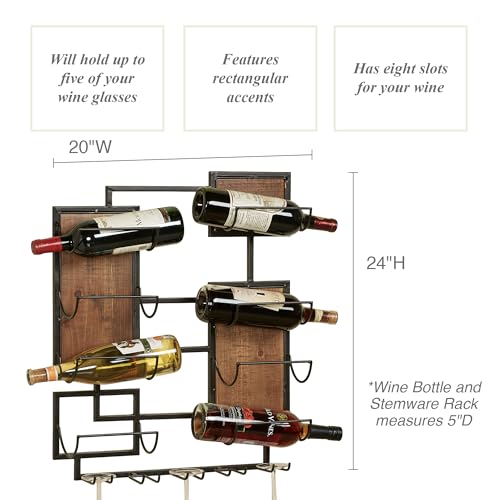 Elegant Wine Rack with Stemware Display - 8 Bottles