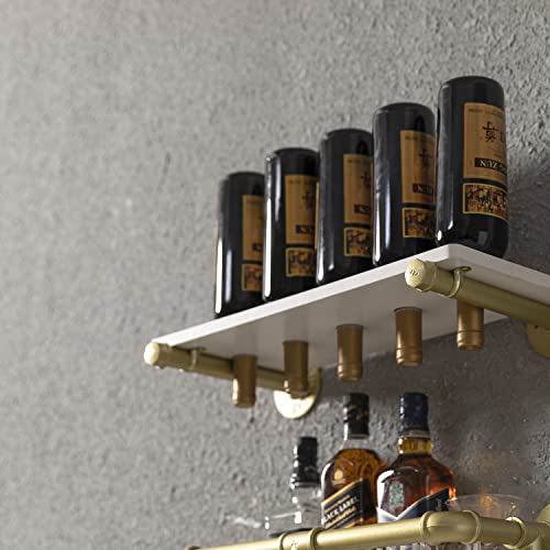 Industrial Wall Mounted Wine Rack with Glass Holders
