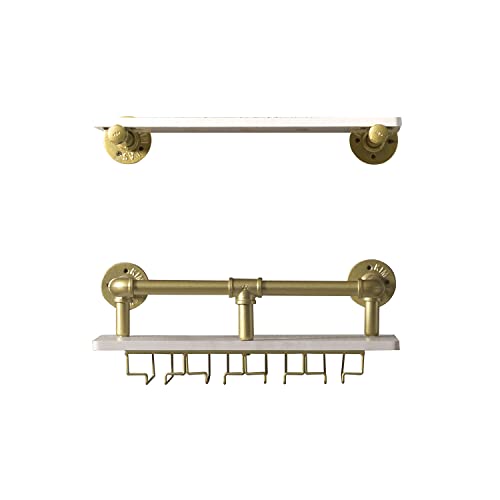 Industrial Wall Mounted Wine Rack with Glass Holders