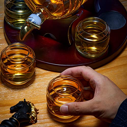Barrel Decanter Set - 4 Whiskey Glasses Included