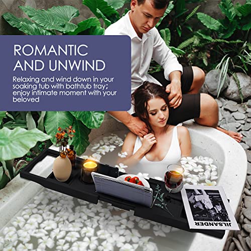 Bamboo Wine & Book Bath Caddy Tray