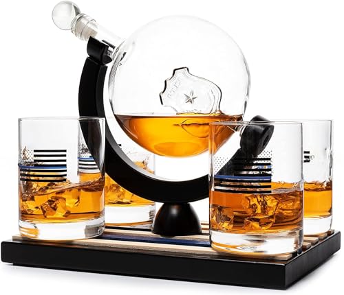 Law Enforcement Theme Wine Decanter & Glasses Set