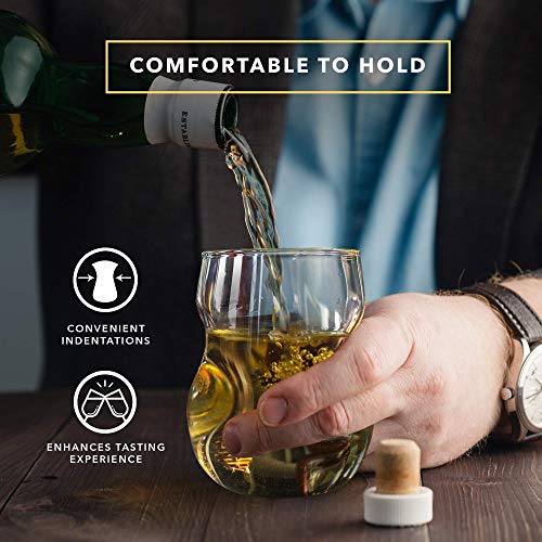 Dragon Glassware Stemless Wine Glasses with Finger Indentations