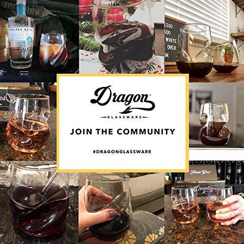 Dragon Glassware Stemless Wine Glasses with Finger Indentations