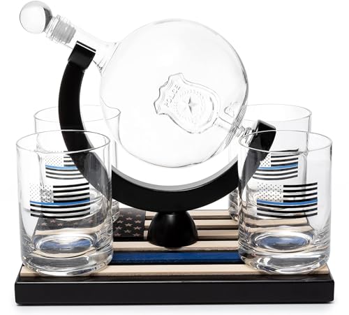 Law Enforcement Theme Wine Decanter & Glasses Set