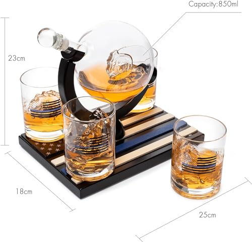 Law Enforcement Theme Wine Decanter & Glasses Set