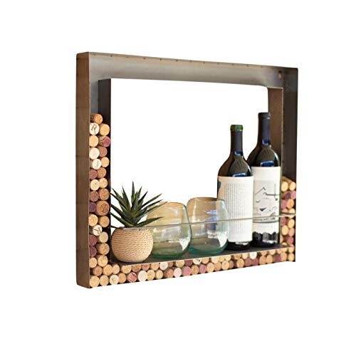 Rustic Metal Wall Wine Cork Holder and Shelf