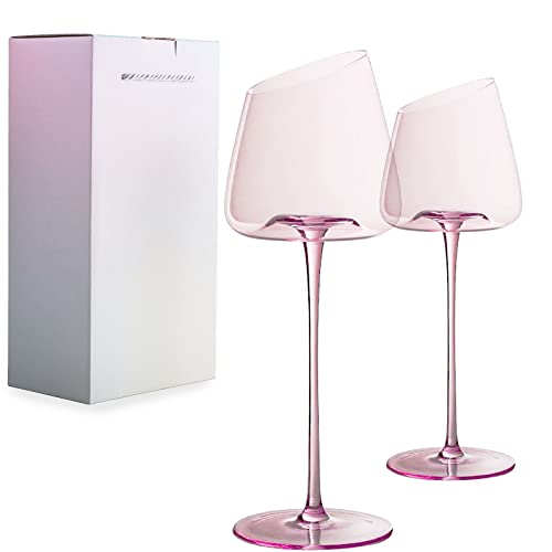 Red and Pink Lead-Free Wine Glass Set