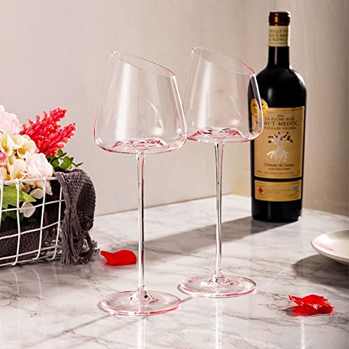 Red and Pink Lead-Free Wine Glass Set