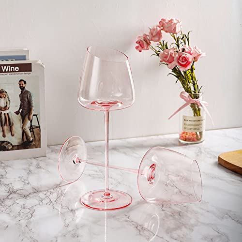 Red and Pink Lead-Free Wine Glass Set