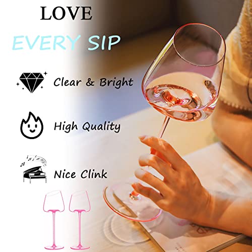 Red and Pink Lead-Free Wine Glass Set