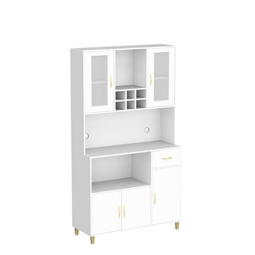 Modern Freestanding Wine Cabinet with Storage and Microwave Space