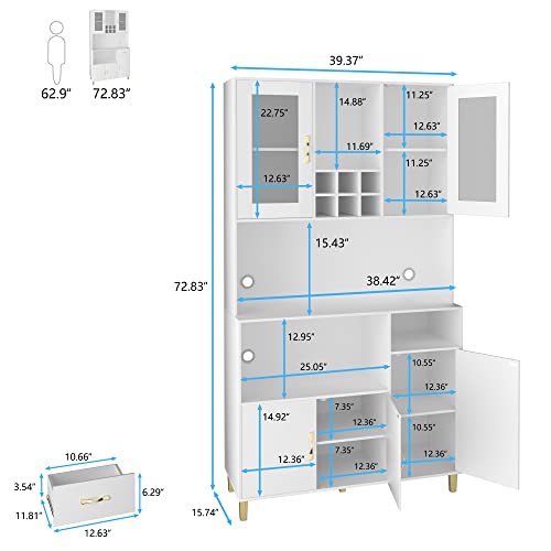 Modern Freestanding Wine Cabinet with Storage and Microwave Space