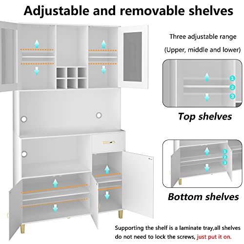 Modern Freestanding Wine Cabinet with Storage and Microwave Space