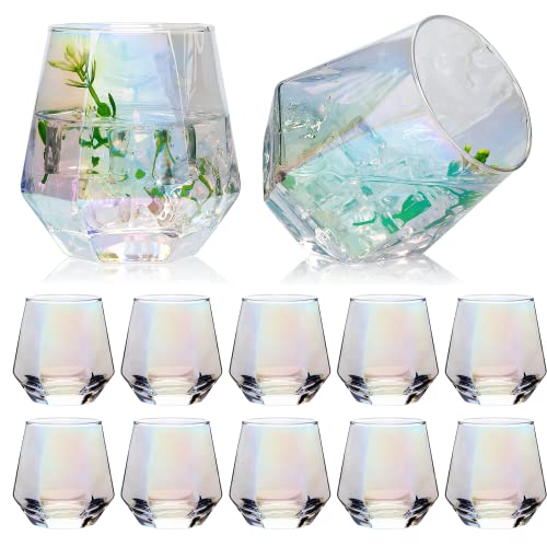 Rainbow Stemless Wine Glass Set, 12 Piece