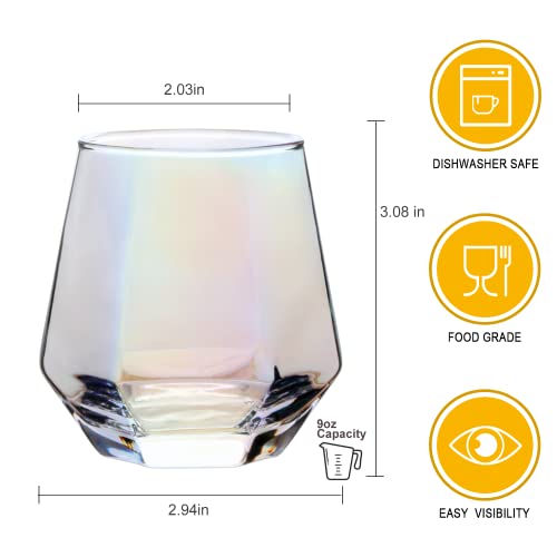 Rainbow Stemless Wine Glass Set, 12 Piece